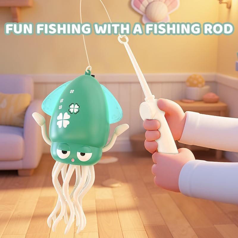 Suction Cup Bouncy Octopus Dancing Toy - Obstacle-Avoiding Robot with LED Lighting & Musical Effects | USB Rechargeable Electric Crawler for Baby Tummy Time, Interactive Gift for Kids 3+
