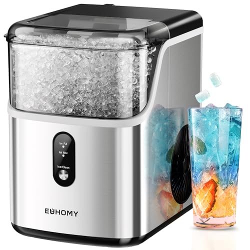 Comparison: Best Ice Maker For Countertop 9 EUHOMY Nugget Ice Makers Countertop, Pebble Ice Maker Machine with 35lbs/24H Soft Ice, Self-Cleaning Sonic Ice Maker with Ice Scoop&Basket, Pellet Ice Maker for Home/Kitchen/Office(Stainless Steels)