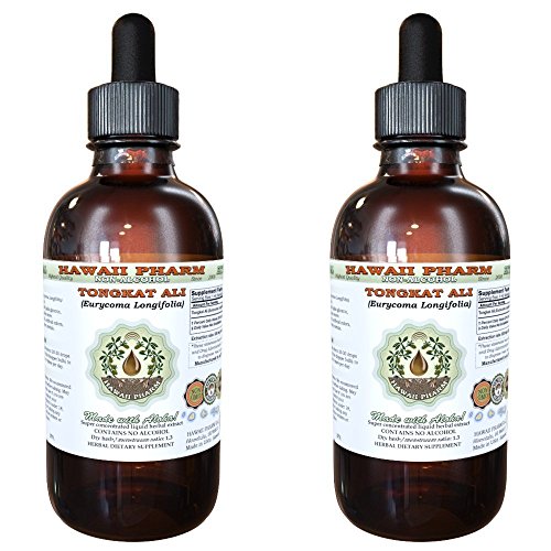 Tongkat Ali Alcohol-Free Liquid Extract, Tongkat Ali (Eurycoma Longifolia) Dried Root Glycerite Natural Herbal Supplement, Hawaii Pharm, USA 2x4 fl.oz