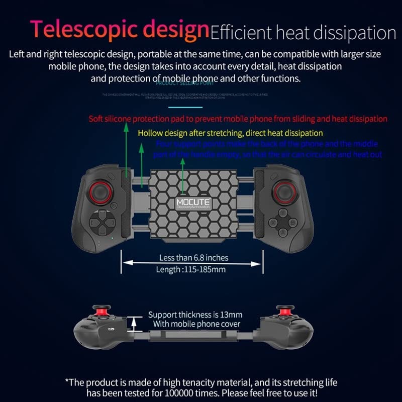 Telescopic design and dimensions of MOCUTE 060 Gamepad
