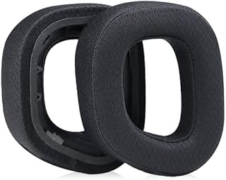 HS80 RGB High-Density Noise Cancelling Foam Earpads Almofadas de ouvido bastante confortáveis para Corsair HS80 RGB fone de ouvido sem fio, fones de ouvido de atualização mais grossos (tecido preto)