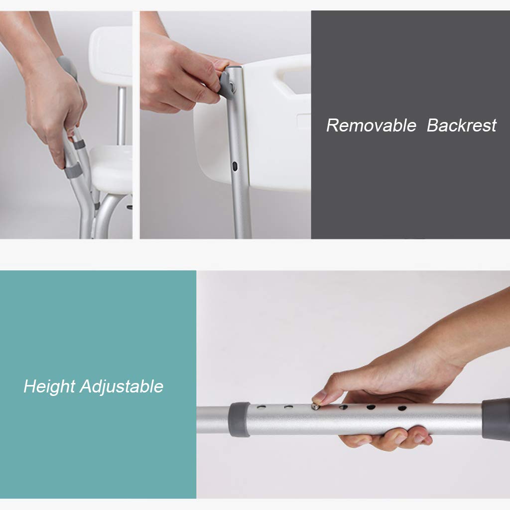 CHEWYNP Taburete de baño para bañera, Ducha, Silla elevadora, Asiento de baño ergonómico, Taburete de Altura Ajustable con asa de Seguridad, Almohadilla Antideslizante para piernas, Ayuda