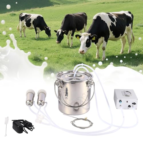 3LCow Milking Machine 13200mAh Rechargeable & Portable Milker 304 Food Grade Bucket with Automatical Vacuum Pulsation for Cows