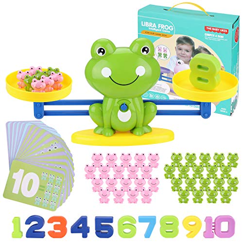 BBLIKE Jouet Mathématique, 82 Pièces Cartes de Maths de Balance de Grenouilles Bloc Numérique Jouets Éducatifs Jeux Mathématiques Cadeau pour Les Garçons et Les Filles 3 Ans et Plus