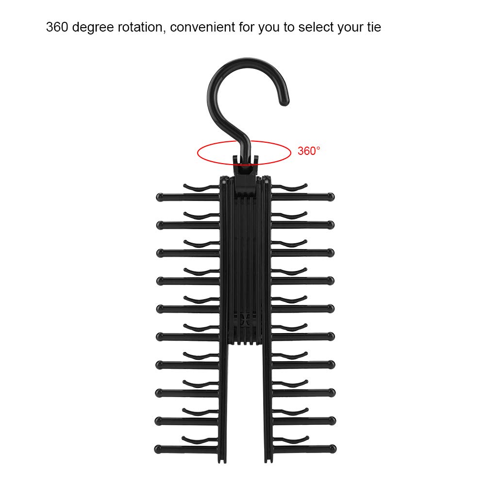 2 Pcs Tie Rack Hanger, Tie Racks for Men Closet Tie Rack Holder Tie and Belt Hanger Black Adlustable Tie Rack Scarves Hook Hanger Holder Saving Organizer
