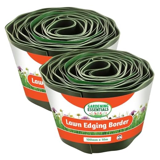 SOL 2pk Lawn Edging Border, 100mm x 10m Garden Edging, Flexible & Durable Plastic Lawn Edging Strip, Ideal for Grass, Gravel & Path Borders, Weather-Resistant for Neat & Defined Outdoor Landscaping