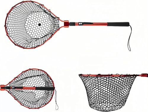 Jireko 魚とり網 タモ網 虫取り網 ランディングネット 魚 網 すくい網 昆虫採集セット 折りたたみ式 シリコンメッシュ アルミニウム合金素材 厚い手 丈夫 軽量 携帯便利 水陸両用 漁具 釣り用 カニ うなぎ 川エビ キャンプ アウトドア 家庭用