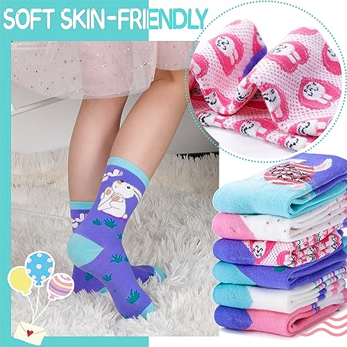 Image of EBMORE Kids Girls Boys Socks Cotton Crew Cute Animal Pattern Fashion Fun Novelty Socks 6 Pack