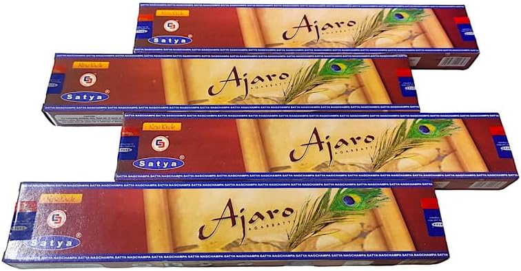 Satya Ajaro Incense Bamboo Joss Stick Aggarbatti for Pooja Temple House Warming Home Freshness Meditation 15g Box (12 Packs)