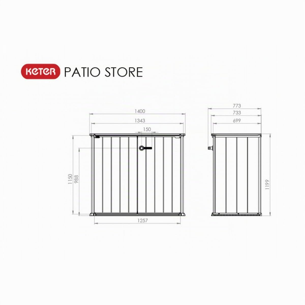 KETER Patio Store - Brossium Armoire Résine Gris 139,5 x 77 x 120 cm, Anthracite