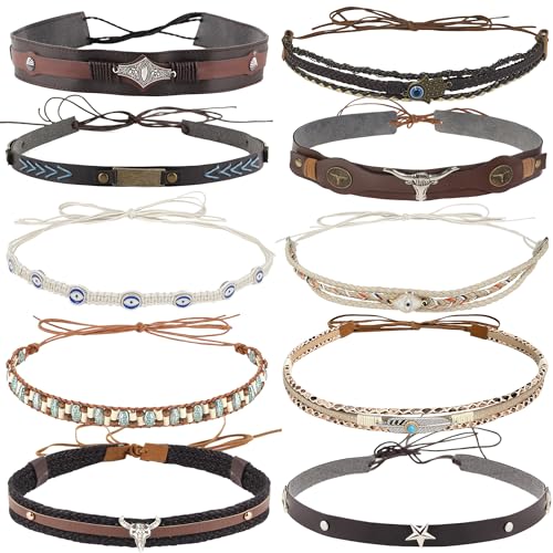 10 Pcs Cowboy Hat Bands for Men Women Cowgirl Hat Accessories