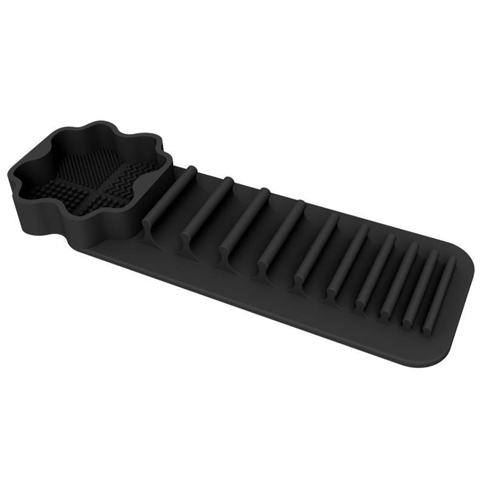 WLIHDB 2Pcs Makeup Brush Drying Rack Wall Mounted Suction Cup Silicone Cleaner Tool Cleaning for Makeup Brushes(Black)