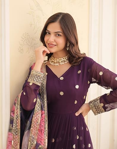 Image of Fashion Basket Georgette Embroidered Anarkali Kurta Set for Women