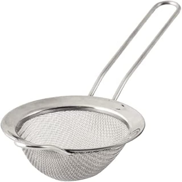 MasterClass Fine Mesh Sieve, Stainless Steel, Polished Rim and Handy Round Bowl with Hooked Handle, 7.5cm (4"), Tagged