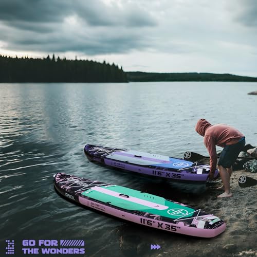 Image of UPWELL 11'6 inchx35 inch Extra Wide Inflatable Paddle Board, Stand Up Paddle Board for Youth & Adults, Stable Design, Premium SUP Accessories, 120L Backpack, 10L Dry Bag, Paddle, Leash, Hand Pump, US Fins