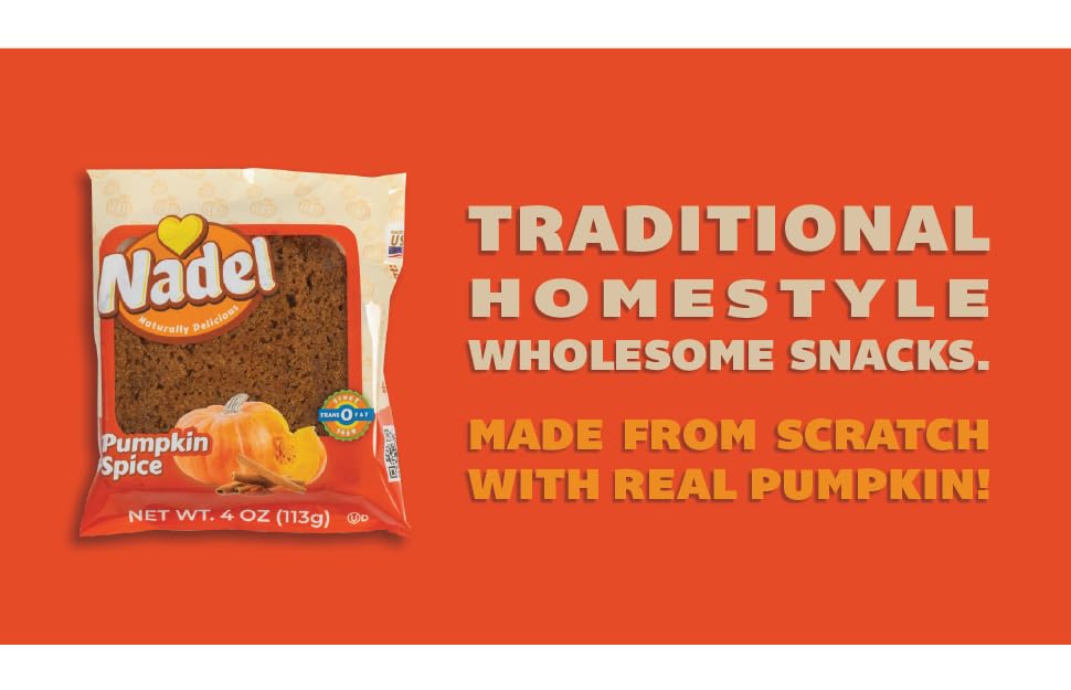 Image of Nadel - NATURALLY DELICIOUS Pumpkin Spice Bread Slices, 4 Pack, Sweet Breads & Cakes Back to School lunch snack, breakfast bar.