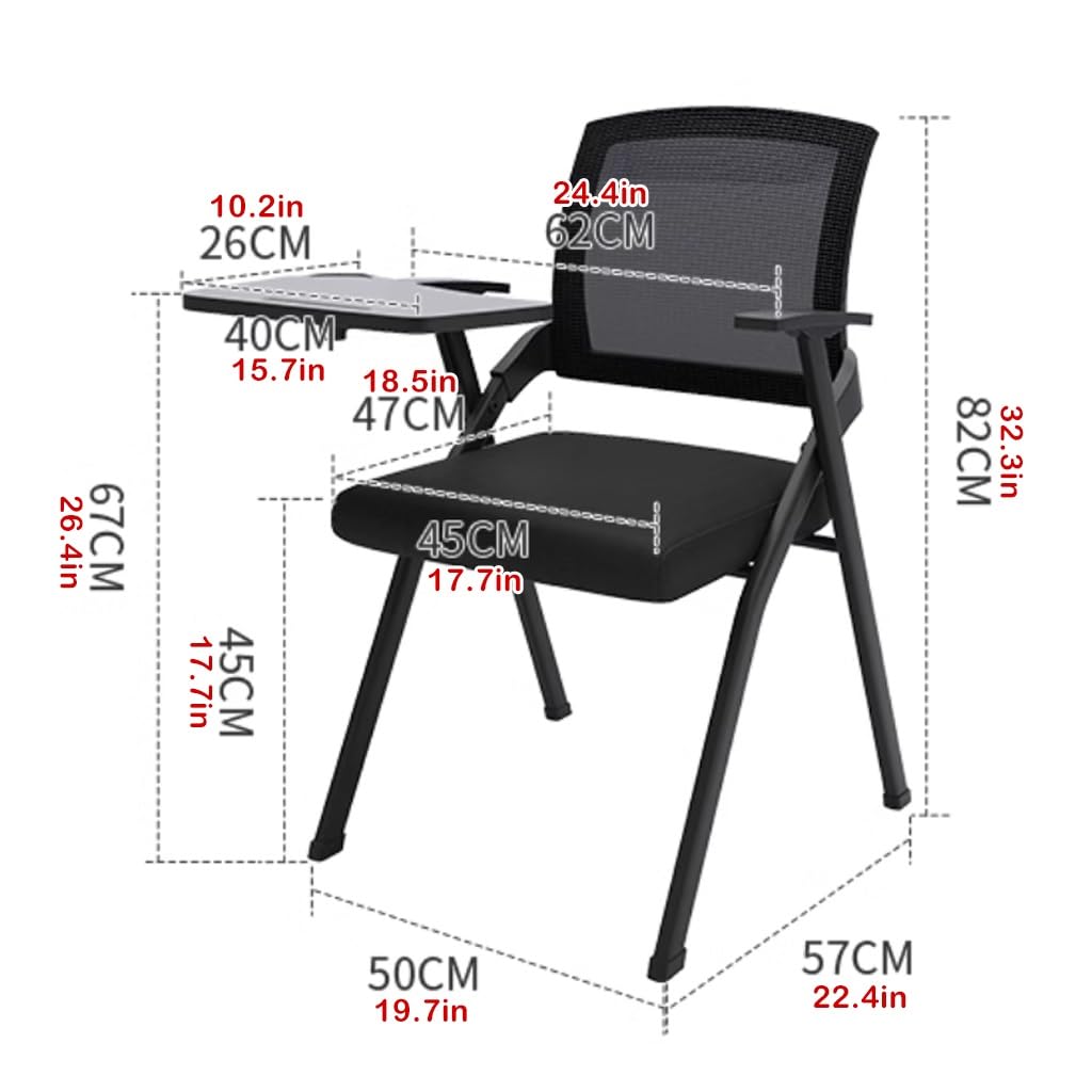 Sedie pieghevoli per sala conferenze, sedia ergonomica da scrivania con tavoletta da scrittura, ideale per ufficio, riunioni, allenamento, casa e scuola