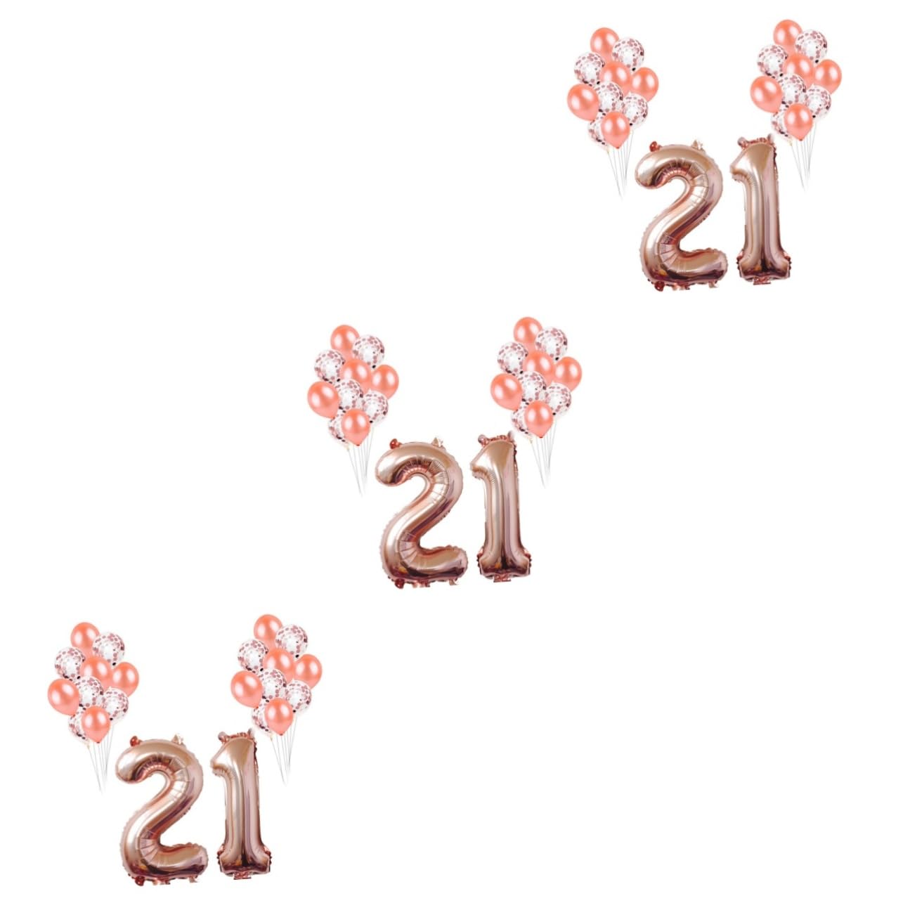 ifundom 3 Piezas De 21 Globos Brillantes De Látex Y Aluminio Para 21 Cumpleaños Color Oro Rosa Para Decoración De Fiestas.