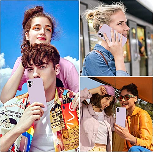 Image of DIZORO Square Candy Liquid Silicone iPhone Case Cover Compatible for iPhone 12, All Cube Series with Microfiber Lining Compatible iPhone 12 (6.1 inch) - Lilac