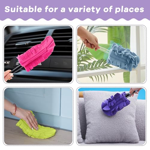 Image of Zubebe 20 Pcs Reusable Duster Refills Fleece,Vivid Color | Soft Polyester Fiber Flat Duster Refill Multi Surface Washable Cleaning Pad Tools for Home, Blinds, Car, Pet, Furniture, Fans