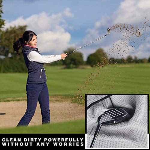 image for Champkey Waffle Golf Towels with Golf Club Brush and Divot Tool (3 in 