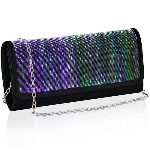 Image of Larcenciel Women's Evening Handbags, Evening Clutch Purse w /Chain for for Prom, Disco, Club, Bar, Dinner, Night Events