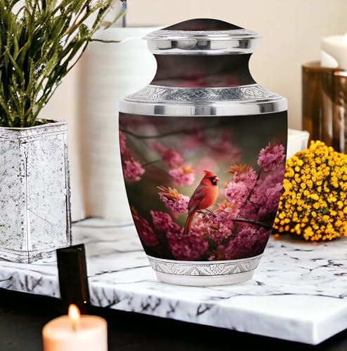 Image of Cardinal Bird Urn Large Urn for Ashes for Women & Men 1 Large & 1 Small | Keepsake Urns for Funeral, Funeral Decorative Ashes