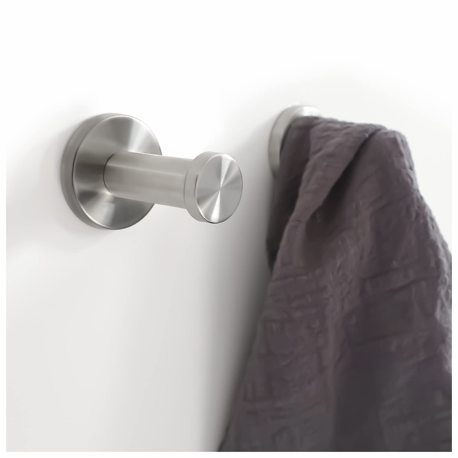 4 Ganci Da Parete Rotondi In Acciaio Inox - Argento, 53mm, Portata 10kg, Per Cucina, Bagno, Camera - Foto 7