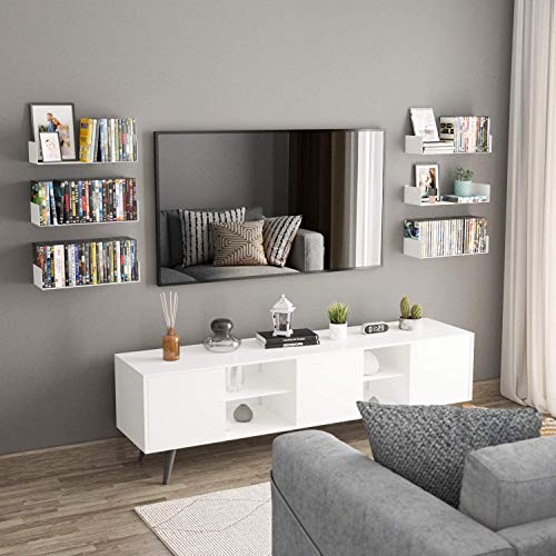 SHIOK DECOR Metal Floating Bookshelf | Heavy Duty Wall Mounted Book Organizer | Metal Shelves Holder for Books| Large Size - White - Pack of 4 - Image 8