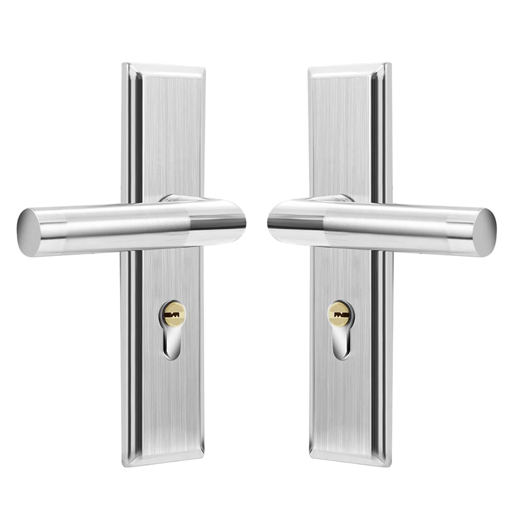 HASTHIP® Heavy Duty Door Lock, Main Door Lock Set with 3 Keys, Mortise Keyed Lever Mount Latch with Deadbolt for Screen and Storm Doors, Satin Nickel, Style C