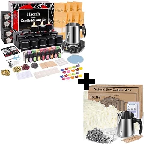 Haccah Complete Candle Making Kit with Wax Melter,Candle Making Supplies,DIY Arts&Crafts Kits Gift for Kids,Beginners,Adults,Including Soy Wax, Electronic Stove,Wicks,Rich Scents, Etc. Cover