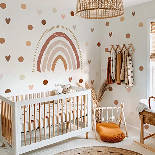 funlife Boho Arc-en-ciel Amour Pois Stickers Muraux Enfants Autocollants Décoller et Bâton, Imperméable Mur Décalcomanies Filles de la Pépinière, Stickers Chambre Fille Salon