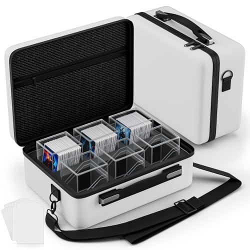 Image of Proijeut Card Deck Box with Portable Case, 6 Pack Clear Commander Deck Box with 6 Dividers, Holds 600+ Double Sleeved Cards, Fit for MTG, YuGiOh, TCG (White)