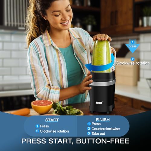 Nahida Blender for Smoothies, 1200W Smoothie Blender for Ices Crushing, Blenders with (2) 6-Fin Blades, Personal Blenders for Kitchen with 23oz, 32oz, 37oz Easy Go Cups for Juices, Black image 4