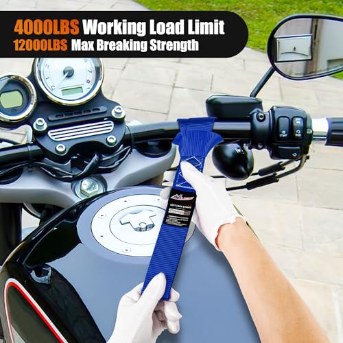 Image of Nilight Soft Loop 1.7 inchx17 inch Motorcycle Tie Down Straps Heavy Duty 12000Lbs Max Break Strength for Securing ATV UTV Kayak Moving Cargo (8PK-Blue)