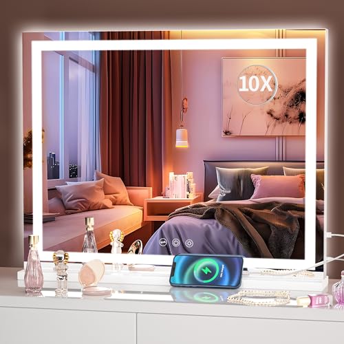 Vanity Mirror with Lights for Makeup, 23 x 18 LED, Touch Screen Control Square White