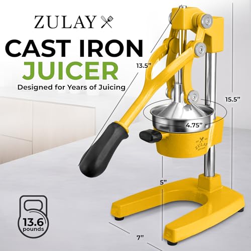 Image of Zulay Kitchen Cast Iron Juicer - Heavy Duty Manual Juicer with Detachable Strainers for Easy Cleaning, Orange Juice Press for Citrus Fruits, Perfect for Bartenders, Juice Lovers & Health Enthusiasts