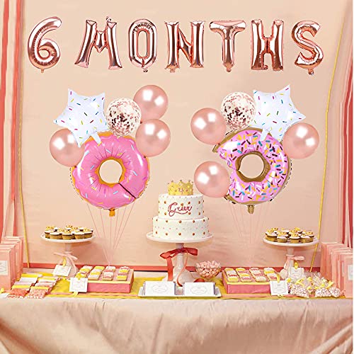 Image of Donut Theme 6 Months Birthday Party Decorations Half Year Birthday Suppliers Set for Girls 1 /2 Year Birthday Party 6 Months Balloons, Donut Balloons One Half Year Birthday Baby Shower Party (Donut)