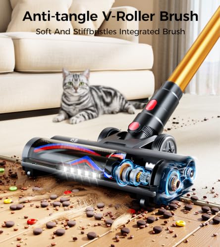 Image of Cordless Vacuum Cleaner, 600W 50KPA 65Mins Vacuum Cleaners for Home, Stick Vacuum with Self-Standing,Touch Screen, Anti-Tangle Brush, 8-in-1 Lightweight Wireless Vacuum for Pet Hair Carpet Hard Floors