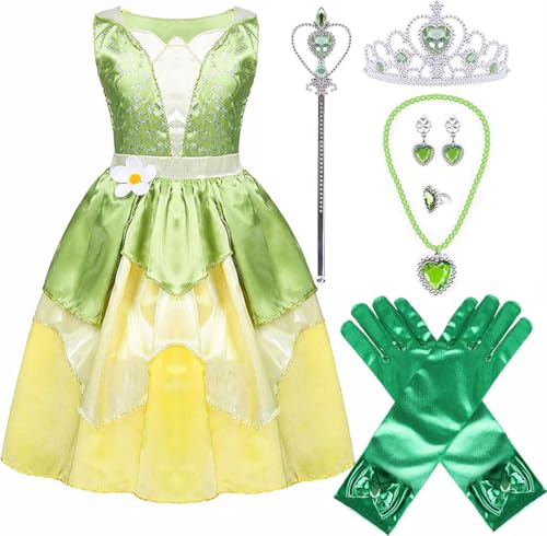 Disfraz princesa Tiana para niñas 5-6 años con accesorios