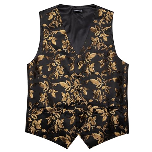Image of Barry.Wang Formal Men Flower Vest Paisley Jacquard Silk Ties Suit Waistcoat Set Wedding 5PCS