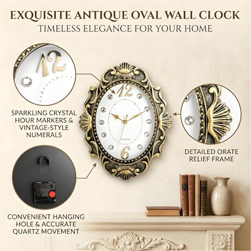 ZAVOOS 2 Pack 14 Inch Vintage Wall Clock, Battery Operated Quartz Movement - Image 3
