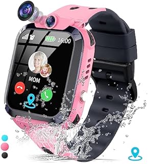 JUBUNRER Smartwatch Kinder GPS Tracker Kinder Smartwatch GPS Uhr Telefonuhrenuhren für Kinder Telefonuhr Wasserdicht IP68 Wecker Puzzle-Spiele HD-Foto GPS und Telefon Mädchen Jungen Kindergeschenke