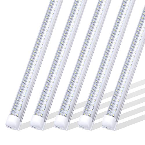SOMLIGHT 8ft Led Lights Fixture, V-Shaped 5ft 48W Led Tubes, Cold White 6000K, T8 Integrated Led Bulb for Garage Warehouse, Plug and Play,(25-Pack)
