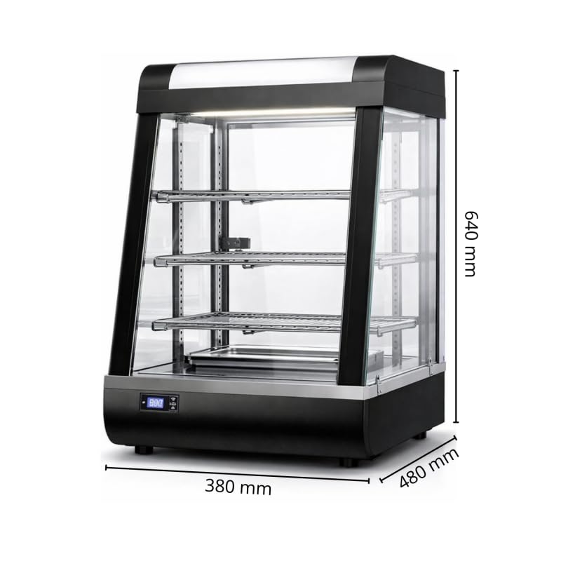 Vitrine Chauffante Professionnelle 3 Niveaux – 1000 W – Compacte – Idéale Snacks & Boulangeries
