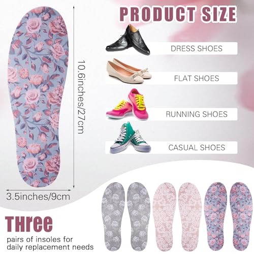 Image of 3 Pairs No Show Socks Sockless Shoe Liner Washable Barefoot Shoe Insoles No Slipping Inserts(Bright Style)