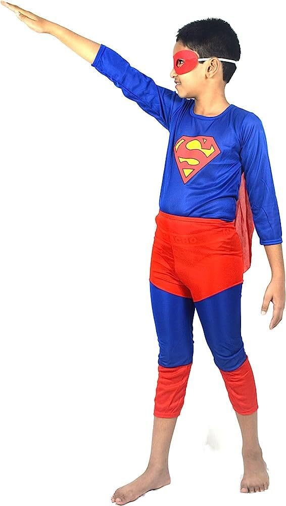 FIERWARZ Hosiery Fabric Superman Avenger Superhero Costume For Kids Halloween Dress Fancydress Birthday Gift | Cosplay Bodysuit for Boys and Girls (7-8 Years), superman dress only h (B0D1FV5MPZ) Amazon Price History, Amazon Price Tracker