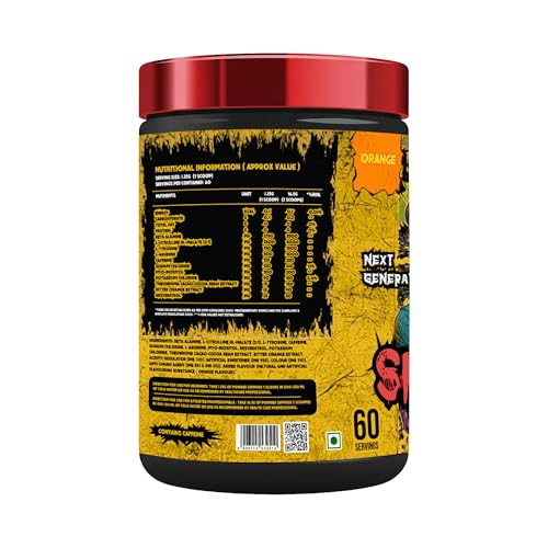 Image of Absolute Nutrition SHROOMS Pre Workout Powder (60 Servings, 500g) | With Beta Alanine, L-Citrulline DL-Malate 2:1, Cocoa Bean Extract & Bitter Orange | (Orange)