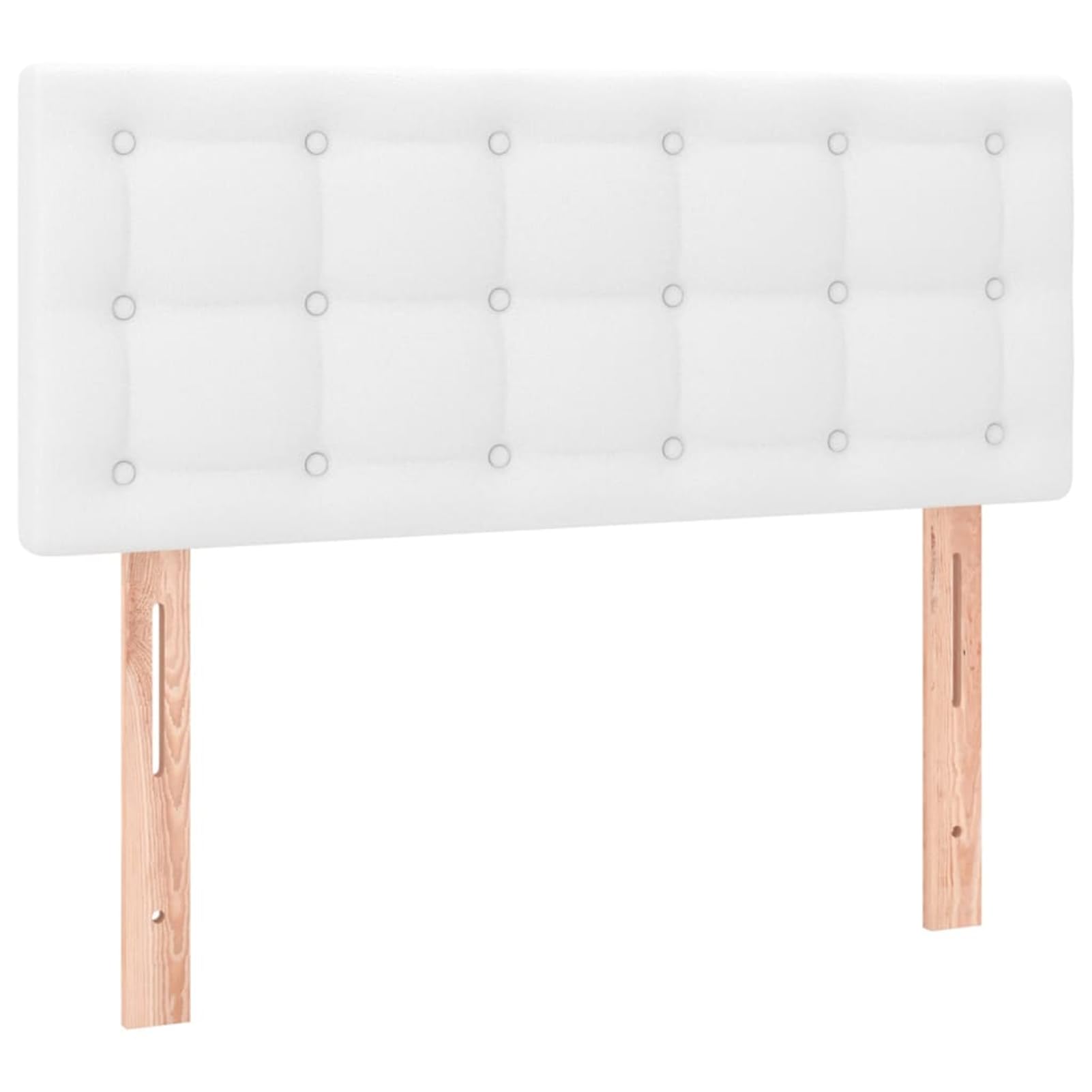 Gecheer Testiera Bianca in Similpelle, Spalliera Imbottita con Design Bottoni, Gambe in Legno Robuste e Stabili, 80x5x78/88 cm per Letto Singolo o Matrimoniale