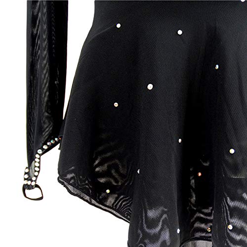 Liuhuo Black Ice Figure Skating Dress For Girls Women Backless Long-Sleeved Beaded Dresses #TOP3